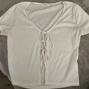 Rebellious Dreamer white front tie top